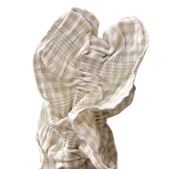 NWT $169 O.P.T. seersucker plaid DRESS beige white S - Picture 7 of 10